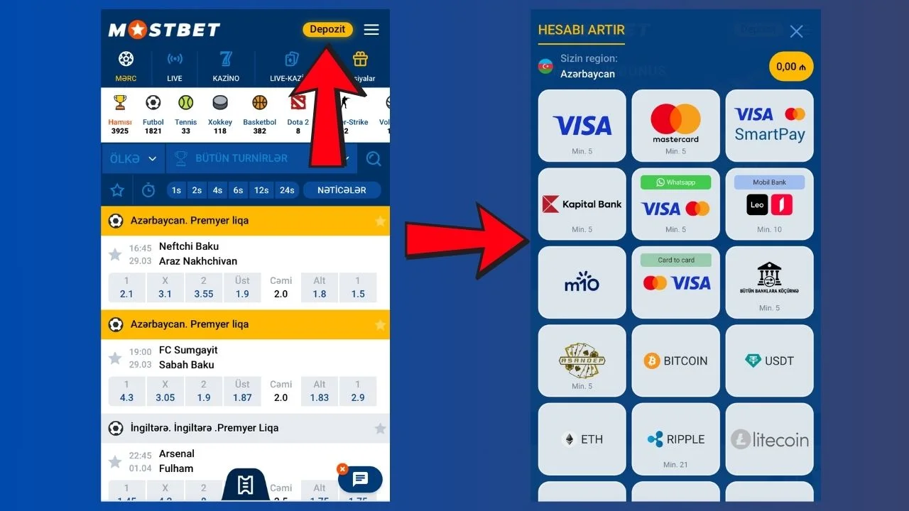 Mostbet-də necə depozit edilir